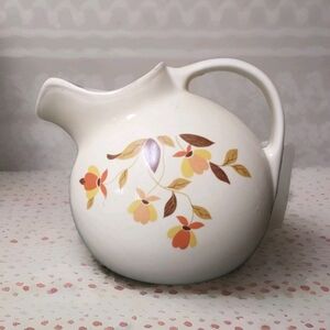 Vintage 1950 Hall’s Superior JEWEL TEA  Autumn Leaf  BALL  JUG PITCHER 7.5” tall